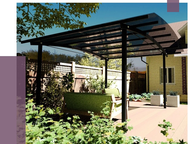 Навесы для террасы в Канске от 13934 руб. под ключ | ПРОЛЁТ-Кнс