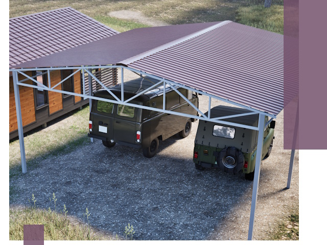 Двускатные навесы под ключ в Канске — изготовление и монтаж